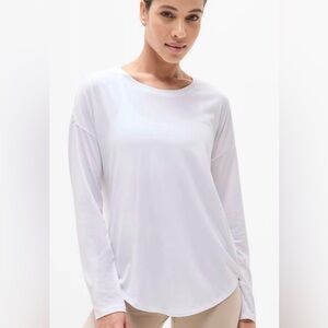 Athleta Womens Move With Ease Long Sleeve Top Size Large Bright White Athleisure